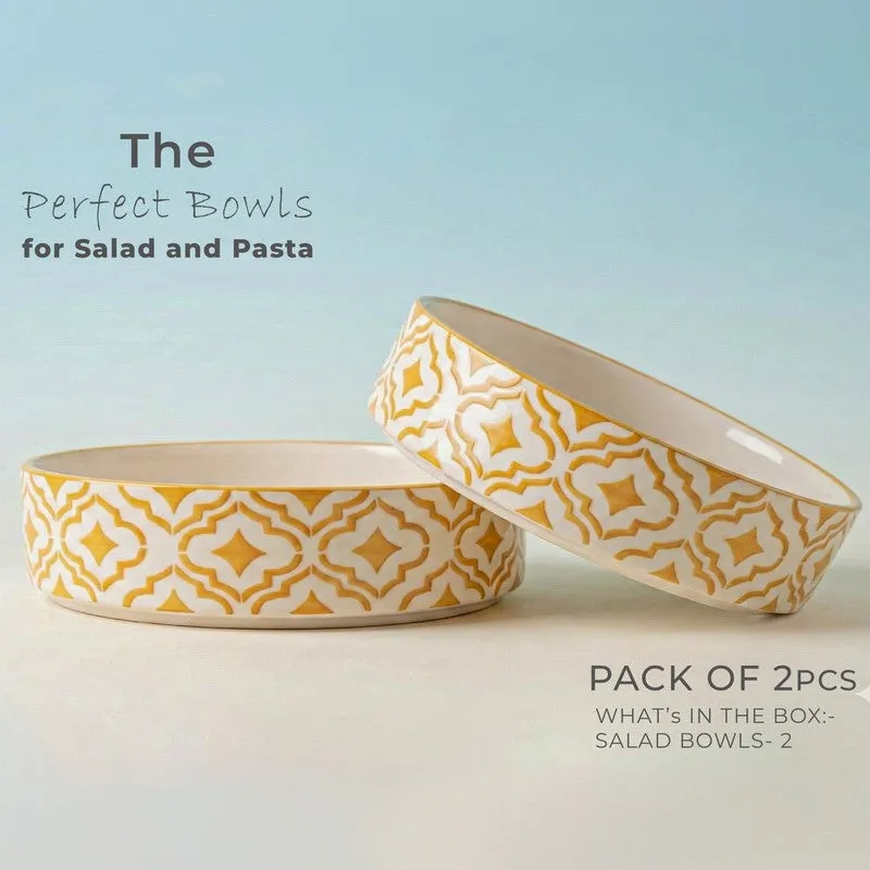 Zalvo Ceramic Salad Bowl (700 mL Each) - Set Of Two media 4