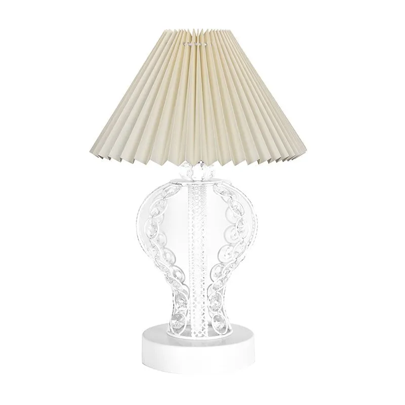 Irelle French Pleat Metal Table Lamp - Ivory,White media 3