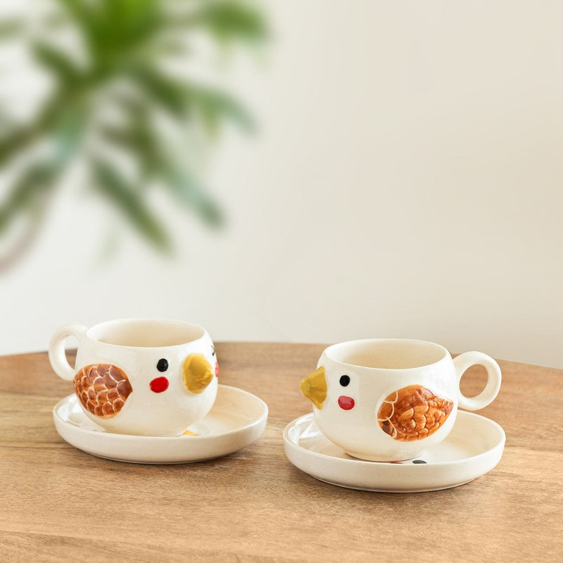 Pooky Bird Cup & Saucer - Set of Two (250 ML)