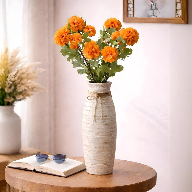 Rosvian Fabric Artificial Flower (Orange) - Set Of Two media 3