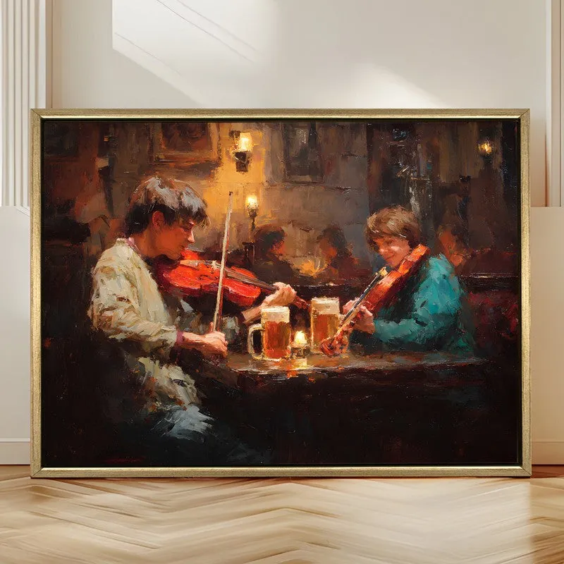 Fiddle Night Canvas Wall Painting With Frame media 4