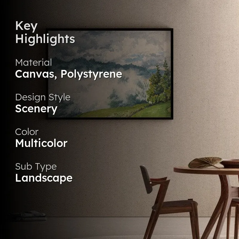 Misty Magic Mountain Canvas Wall Painting - Black Frame media 2