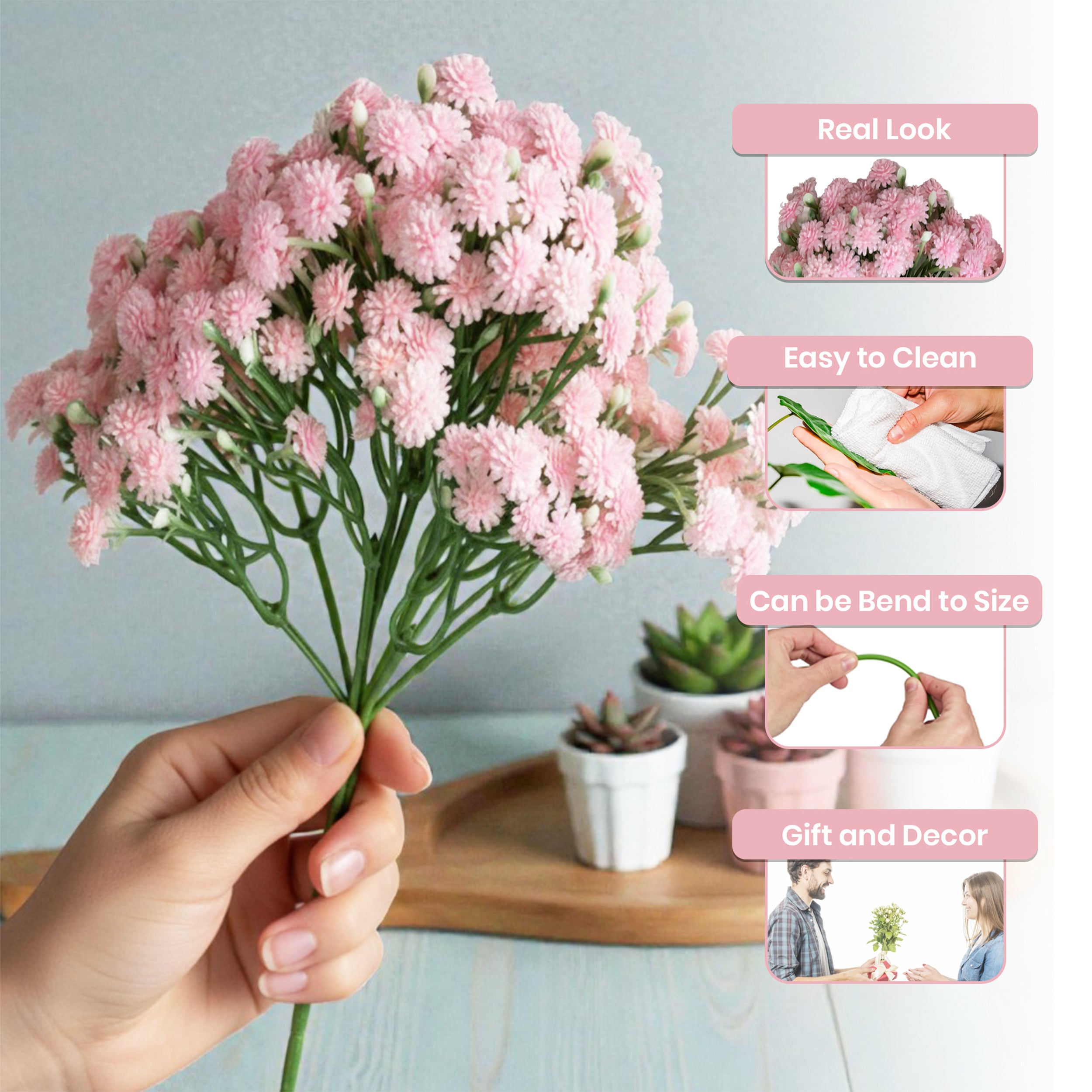 Babys Breath Artificial Flower - Set Of Two media 6