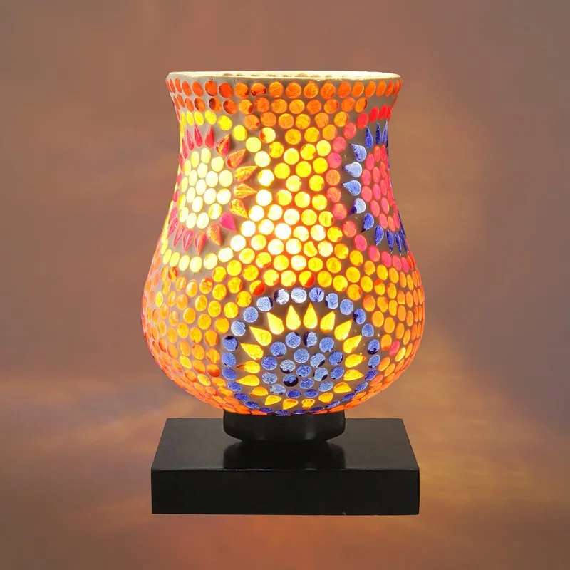 Lumet Mosaic Glass Table Lamp With Wooden Base - Multicolor media 6