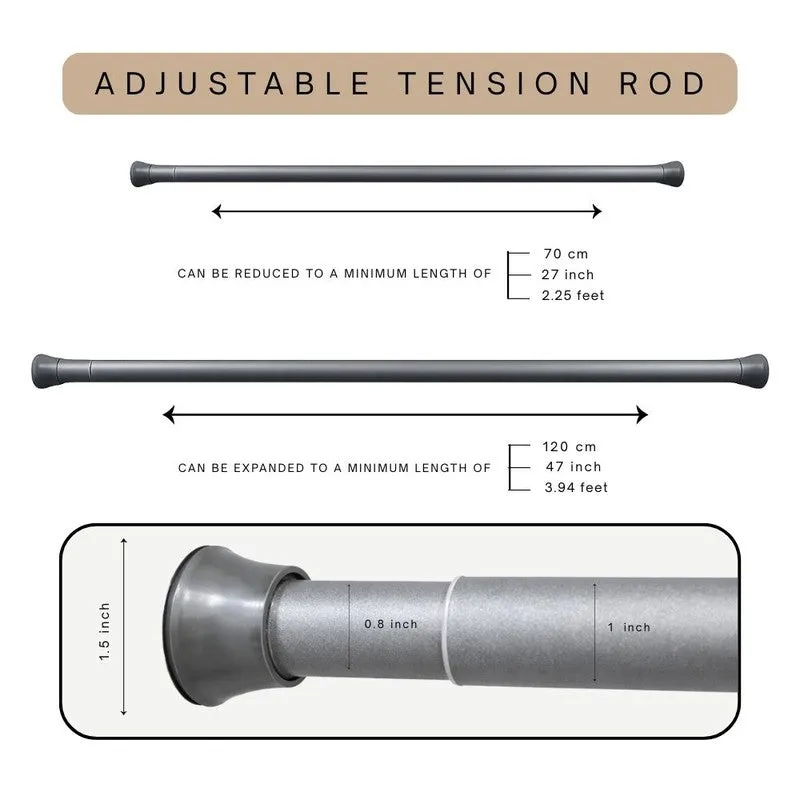 Slide Fit Extendable Metal No Drill Curtain Tension Rod - Silver - 7