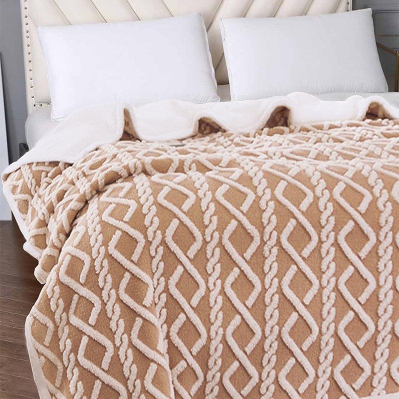 Oriella Geomatric Faux Fur Blanket (Brown)  - 210 GSM media 3