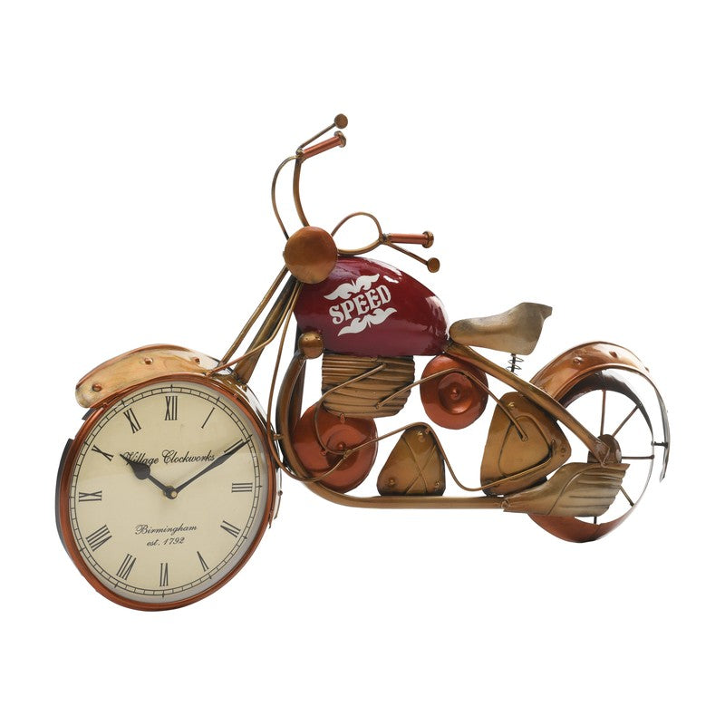 Twin Dial Bike Theme Metal Wall Clock media 4