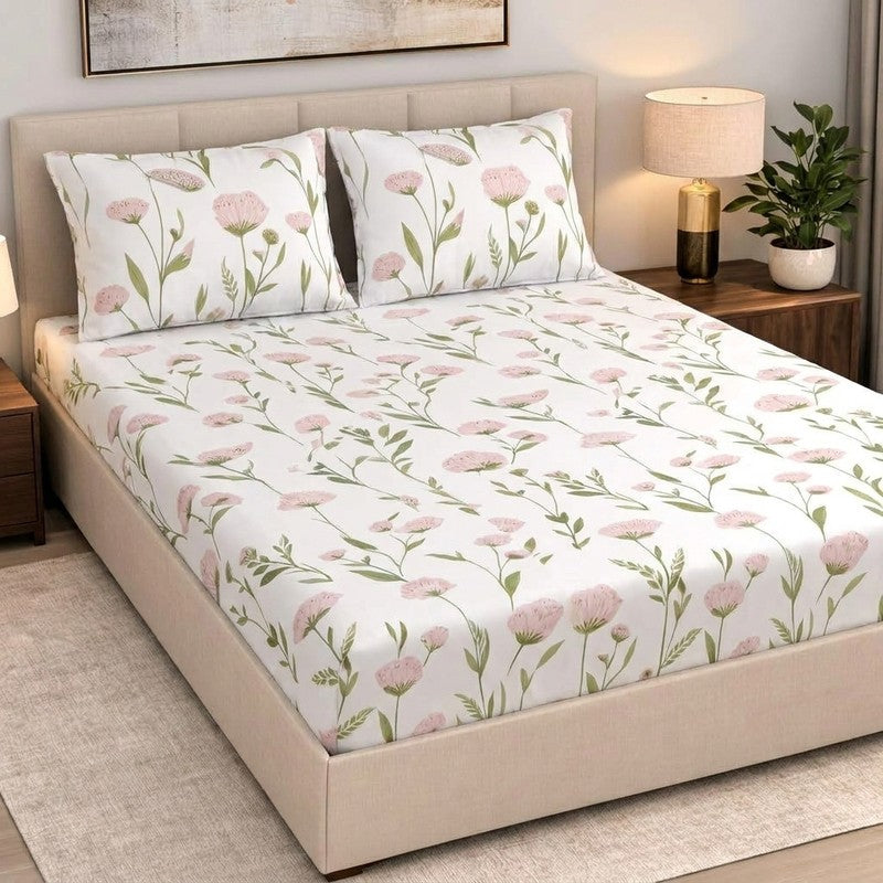 Floral Form Cotton Bedsheet - 300 TC