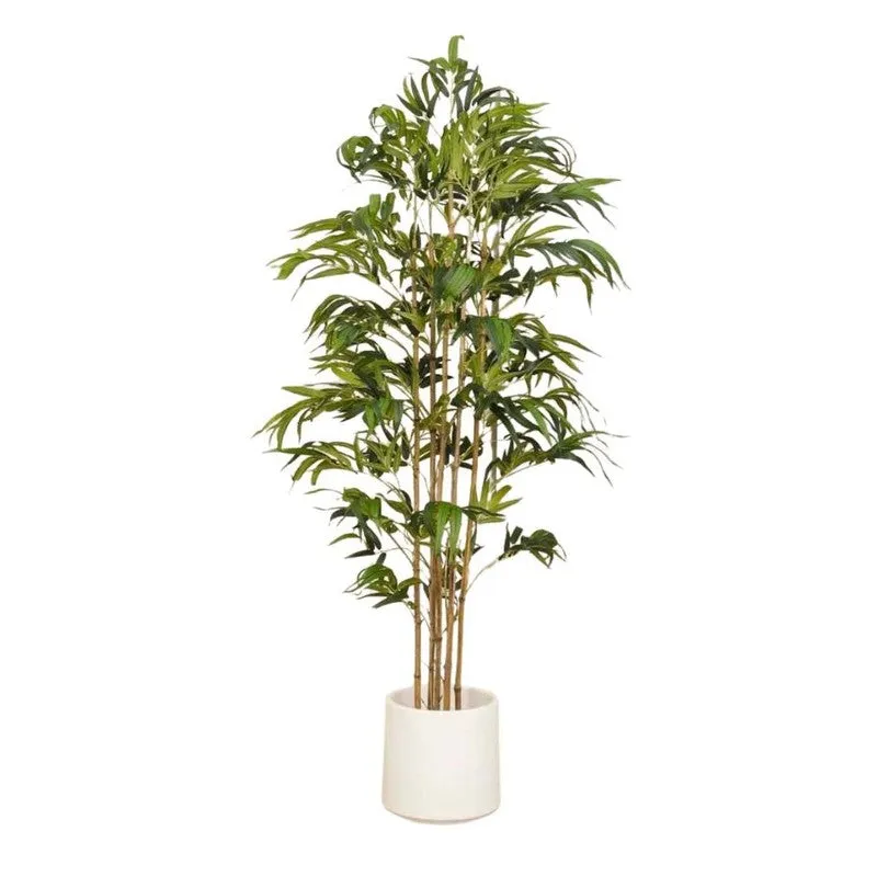 Artificial Bamboo Plant With Fiber White Pot - 6 Feet media 7
