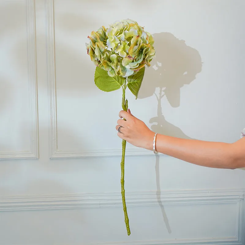Faux Autumn Hydrangea Flower Stick (Green) - 25 CM media 1