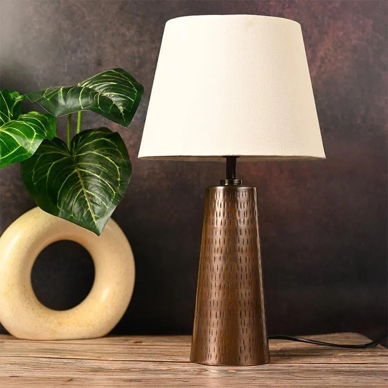 Cassius Etched Copper Fabric Table Lamp - Copper,White media 3
