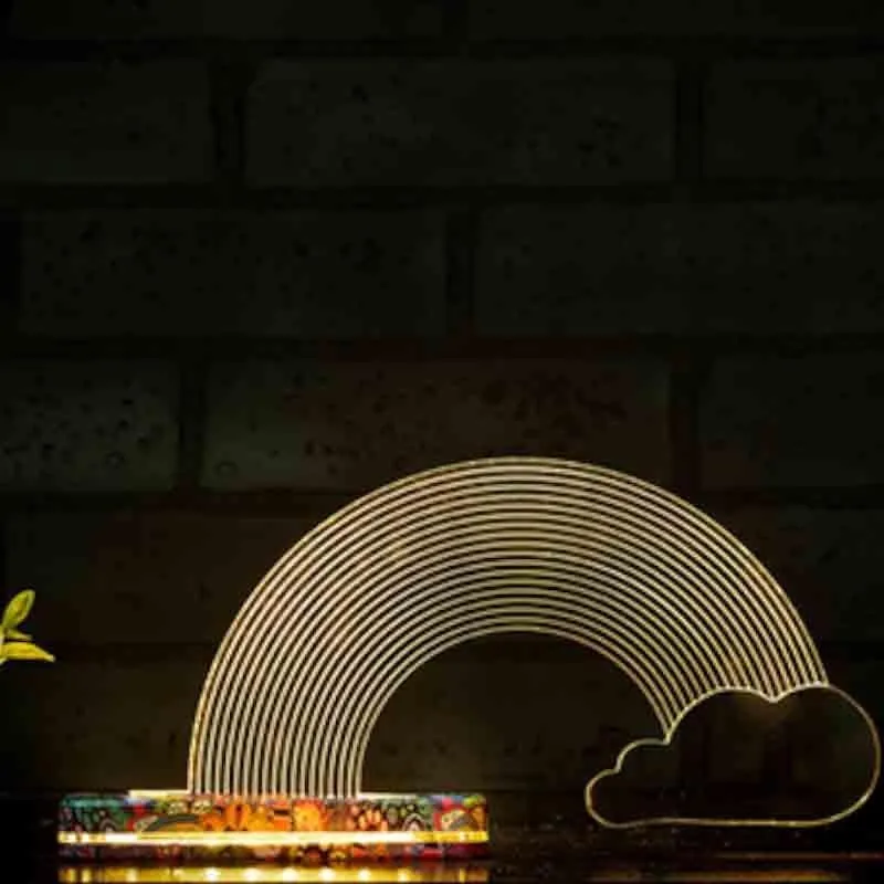 Lit Rainy Day Acrylic Table Lamp - Transparent media 1