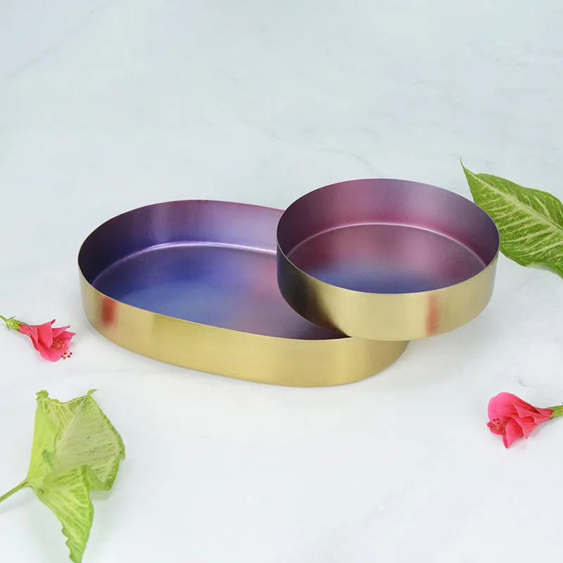 Galaxy Glow Iron Serving Tray - Set Of Two media 1