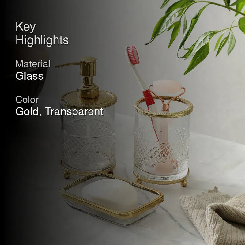 Roma Crystal Cut Bathroom Set - Gold media 2