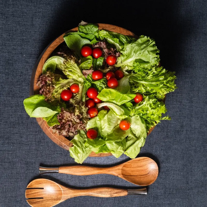 Aurelia Wood Salad Bowl with Serving Spoons (2750 Ml) - Three Piece Set media 5