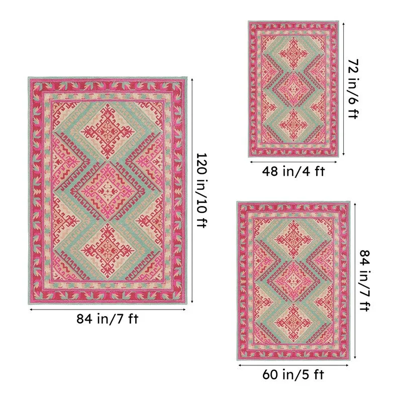 Loreth Hand Tufted Ethnic Wool & Nylon Carpet - Pink media 15
