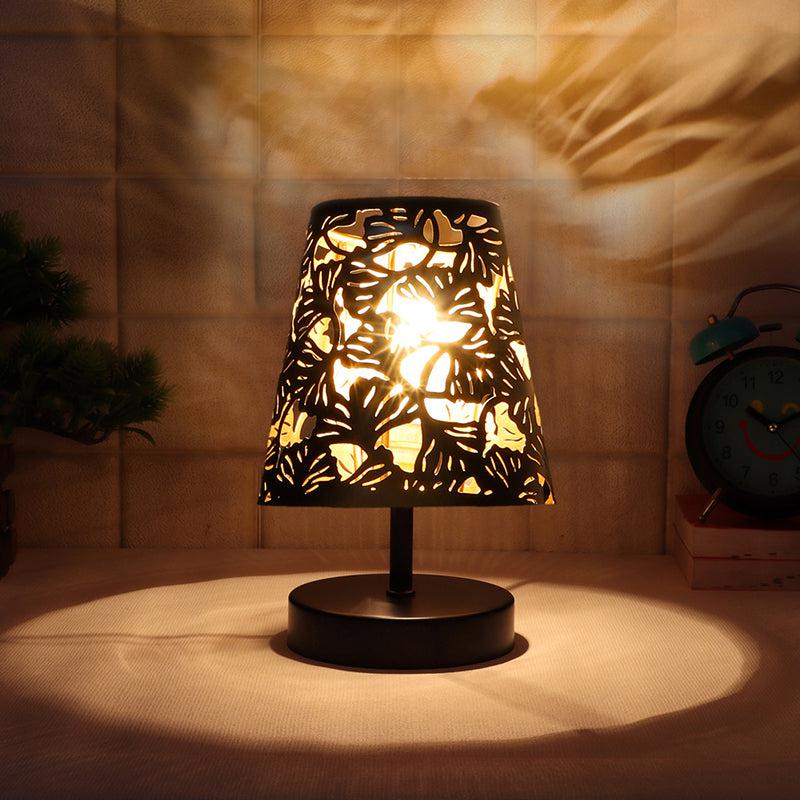 Otravo Flora Etched Metal Table Lamp - Black