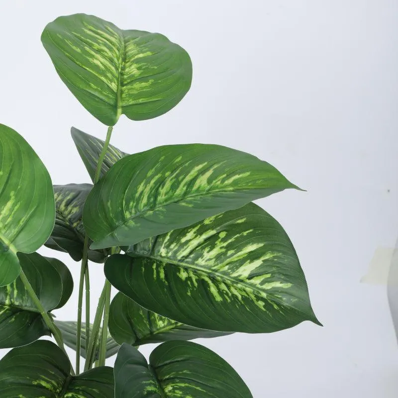 Faux Tropical Dieffenbachia Silk Plant With Black Plastic Pot - 2.13 ft media 4