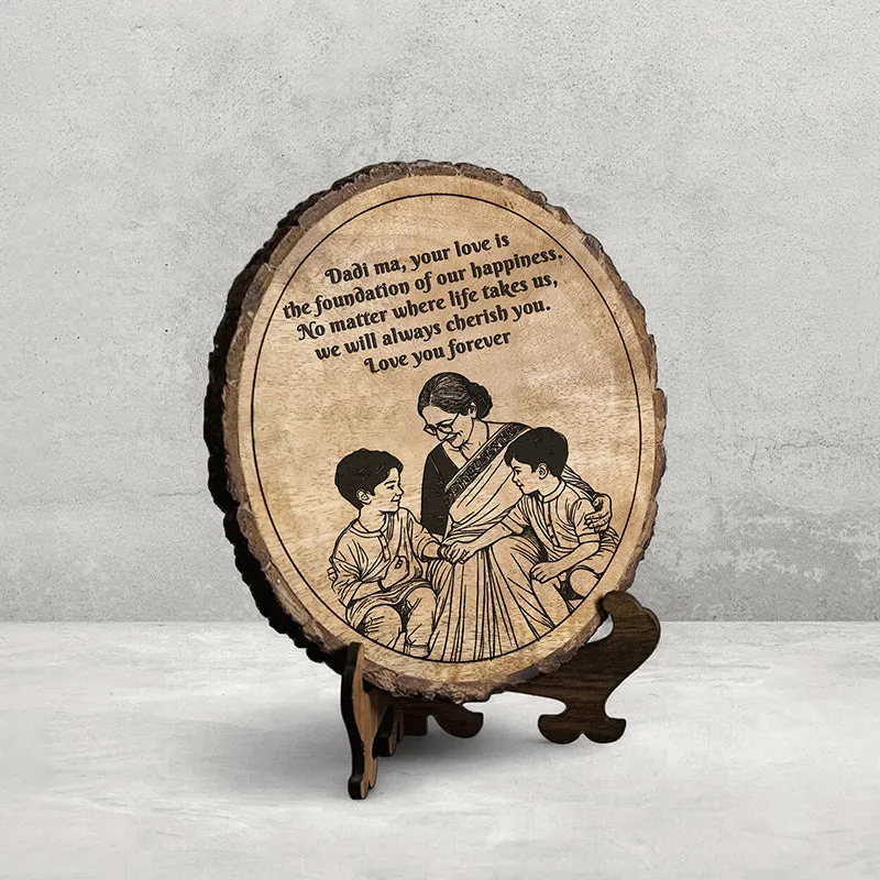 Dadi Is Happiness Wood Showpiece - Round media 3