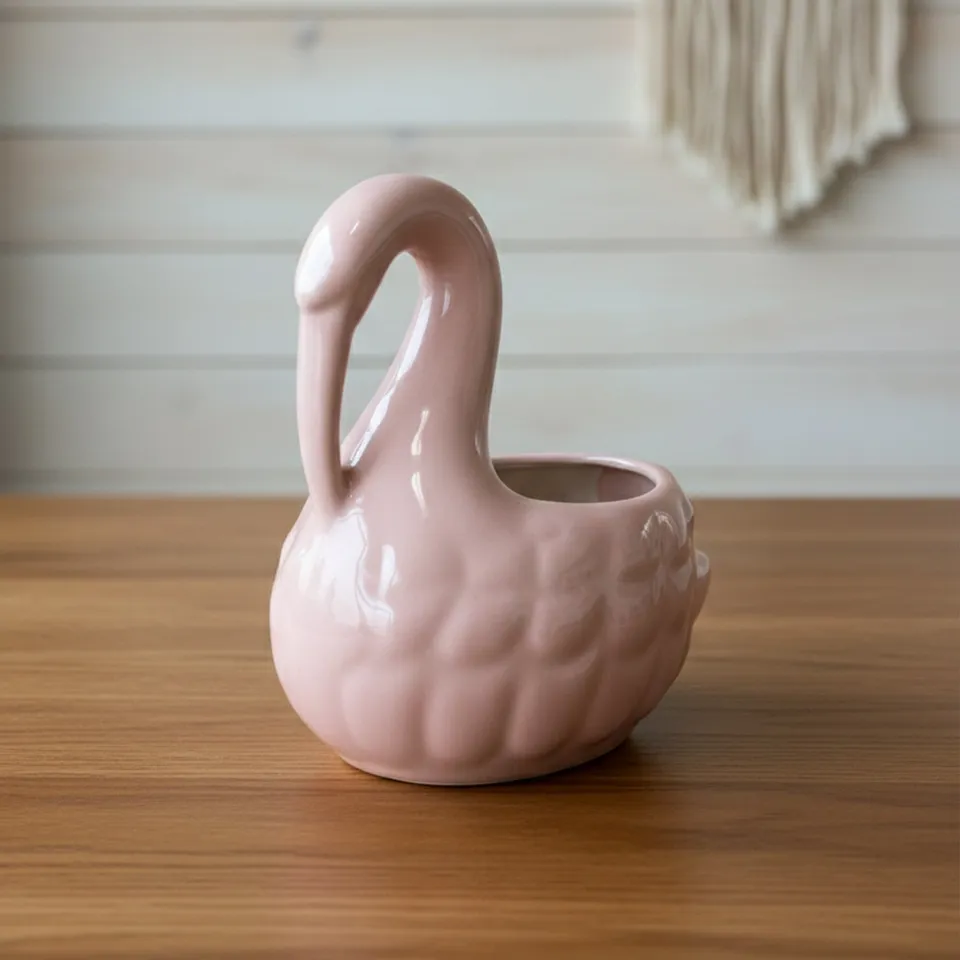 Petal Swan Ceramic Vase - Pink media 9