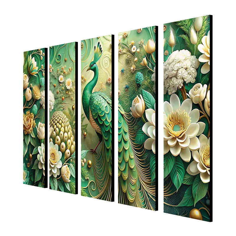 Ethereal Mayura Canvas Wall Art - Set Of Five media 5