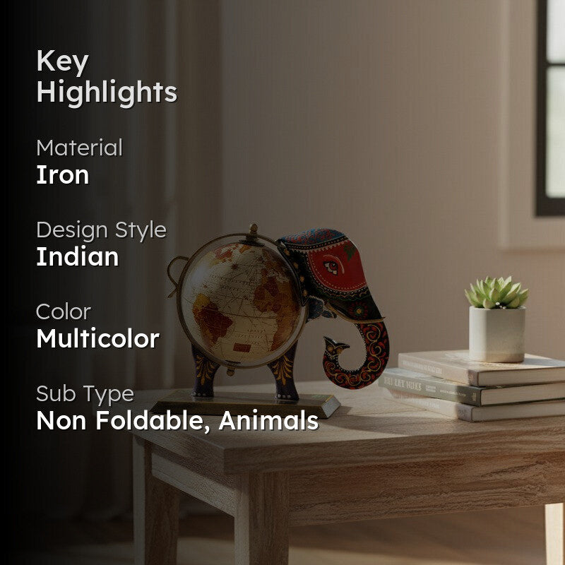 Elephanto Globe Iron Showpiece media 2