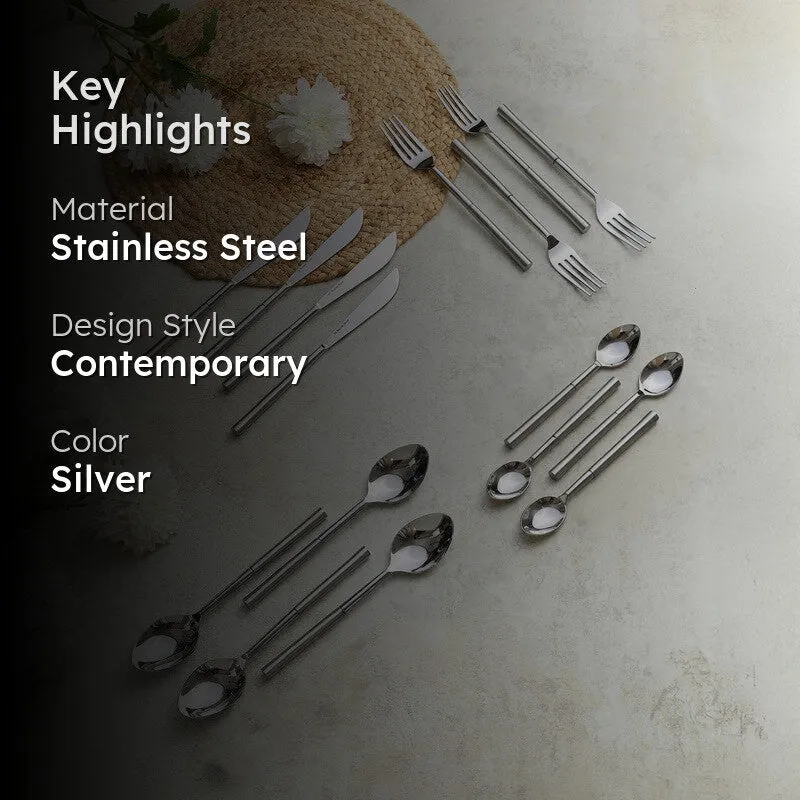 Orison Stainless Steel Cutlery Set (Silver) - Sixteen Piece Set media 2