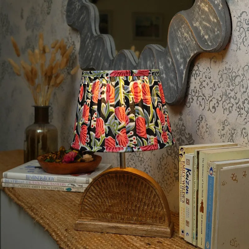 Exotic Flora Wooden Base Cotton Table Lamp - Multicolor media 1