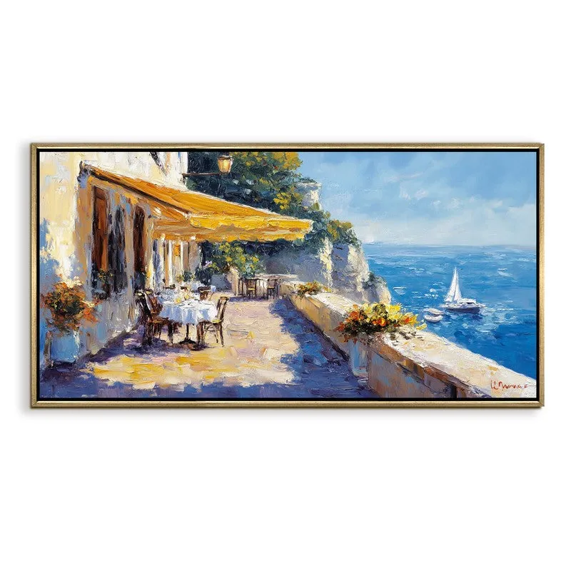 Cliffside Calm Canvas Wall Painting With Frame media 3