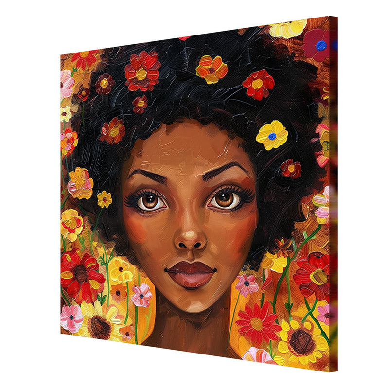Whimsical African Woman Poly Canvas Wall Painting media 6