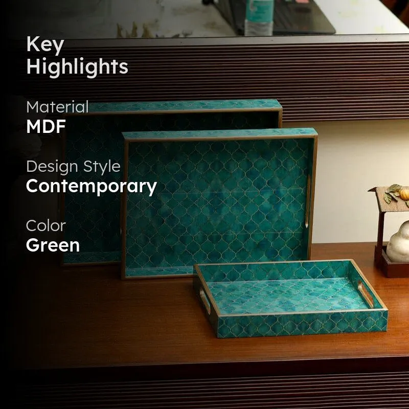 Teal Drip Serving Tray - Set Of Three media 2