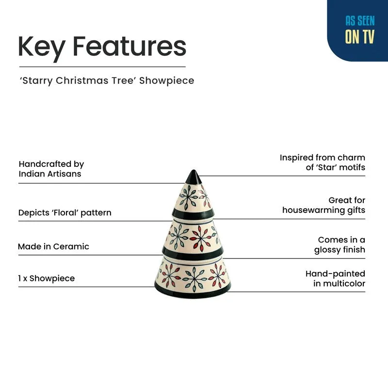 Starry Christmas Ceramic Handpainted Showpiece ) media 4