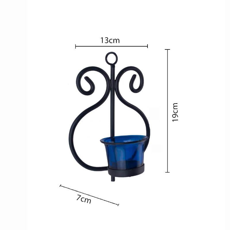 Seina Black Frame Sconce Candle Holder (Blue) - Set Of Two media 5