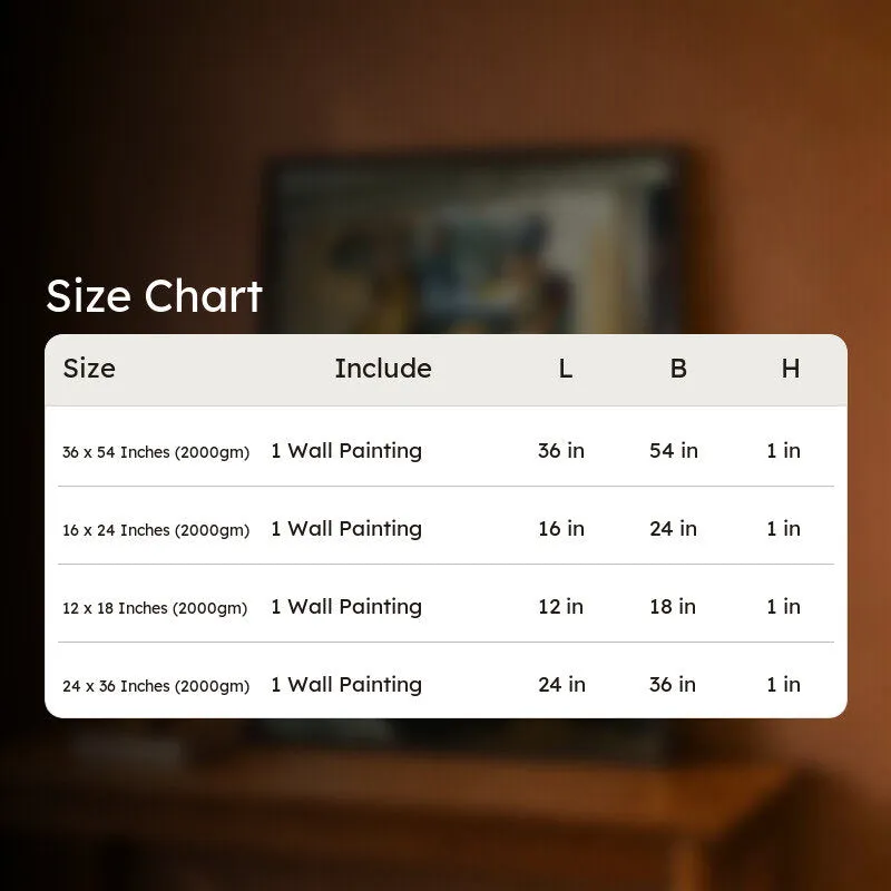 Size chart graphic for the wall painting
