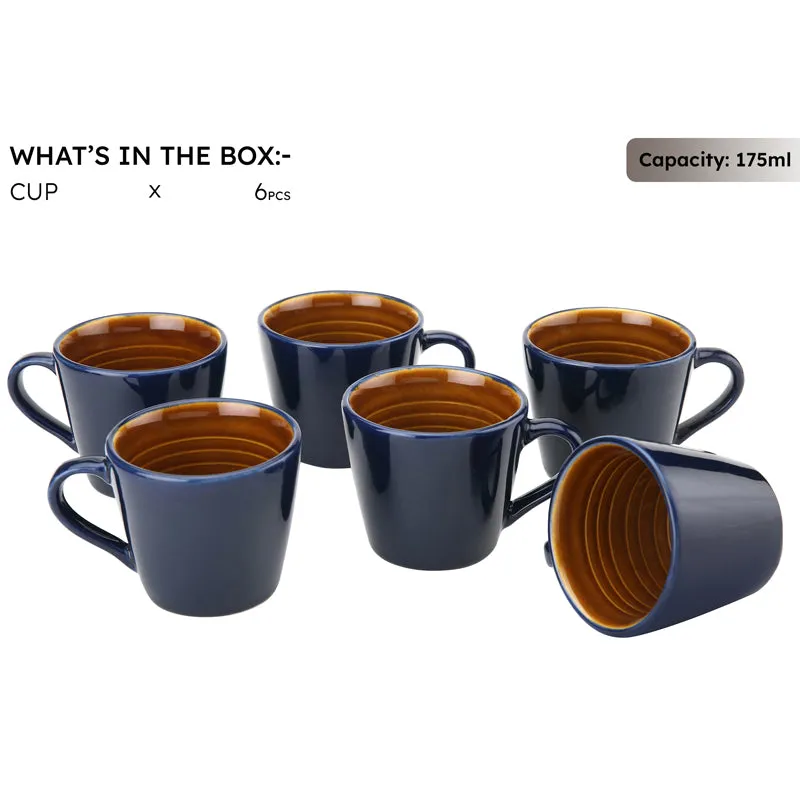 Karvaa Ceramic Tea Cup (175 mL Each)/Royal Blue)- Set of Six media 4