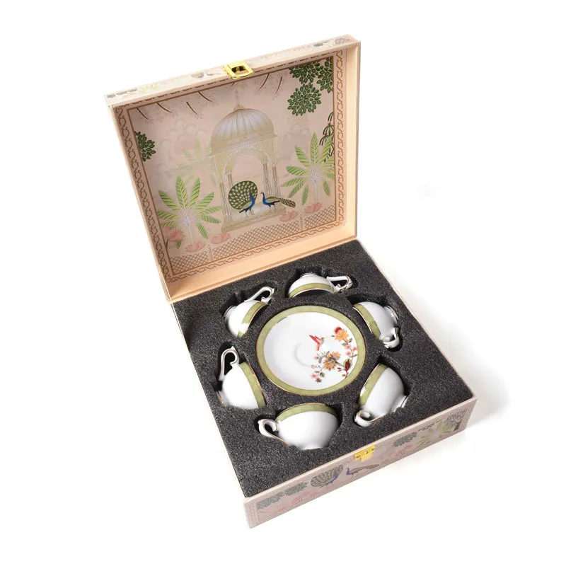 Painted Blooms 24k Gold Brushed Porcelain Tea Cup & Saucer (280 mL) - Set of Six media 8