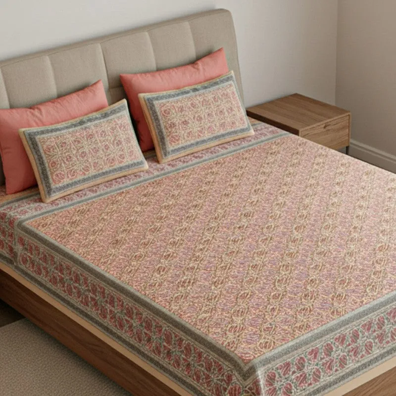 Sadhana Cotton Bedsheet (Peach) - 180 TC media 3