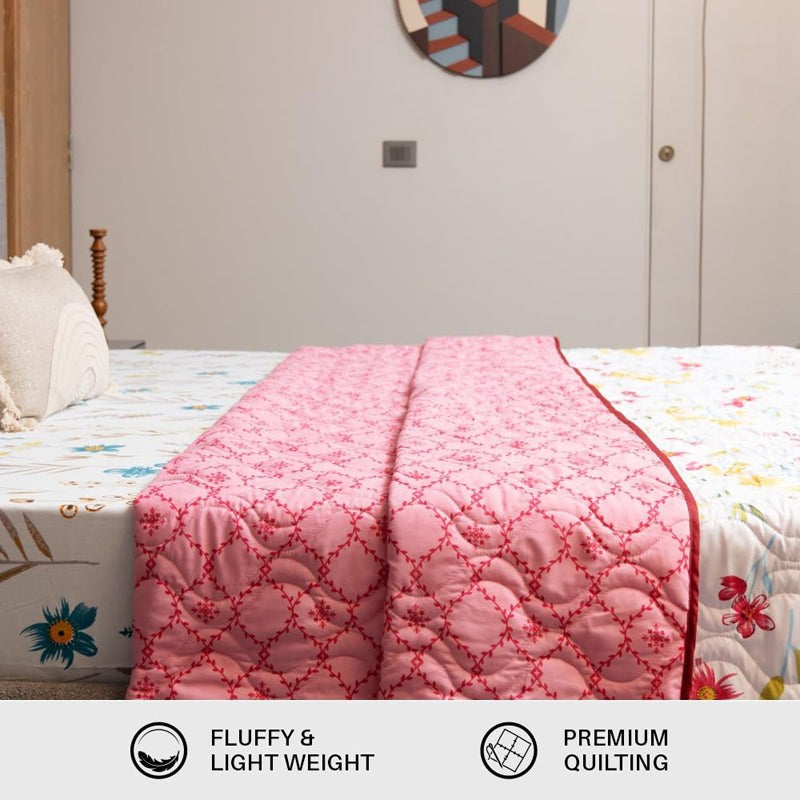 Urban Space France Reversible Microfiber Dohar (Pink) - 120 GSM media 6