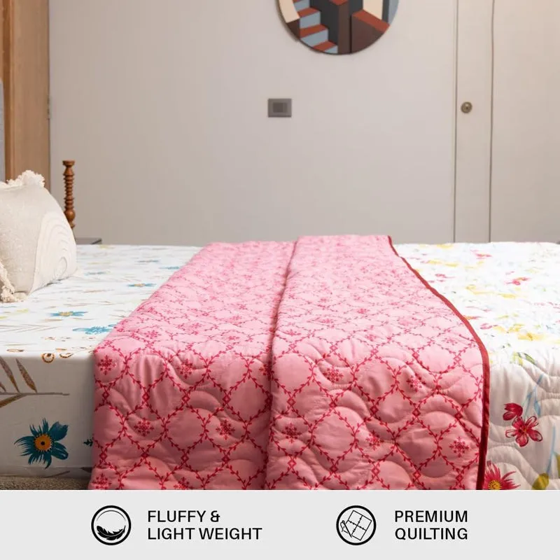 Urban Space France Reversible Microfiber Dohar (Pink) - 120 GSM media 6
