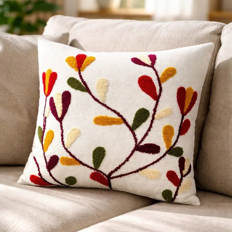 Tufted Bloom Cotton Cushion Cover media 1
