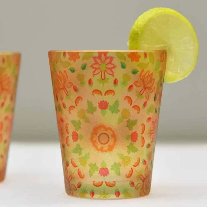 Mughal Blooms Frosted Shot Glass (30 ml ) - Set Of Two media 1