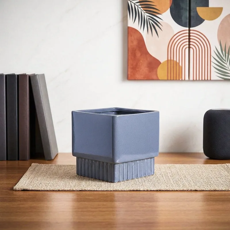 Ugaoo Sleepy Sprout Square Ceramic Planter - Dark Grey media 1