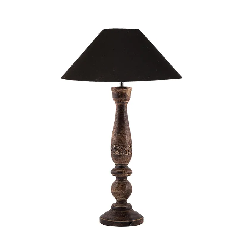 Nihara Wooden Fabric Table Lamp - Black,Brown media 4