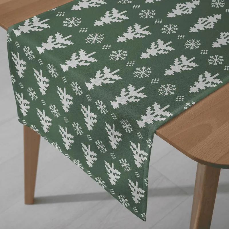 Holiday Doodles Cotton Canvas Table Runner - Green media 6