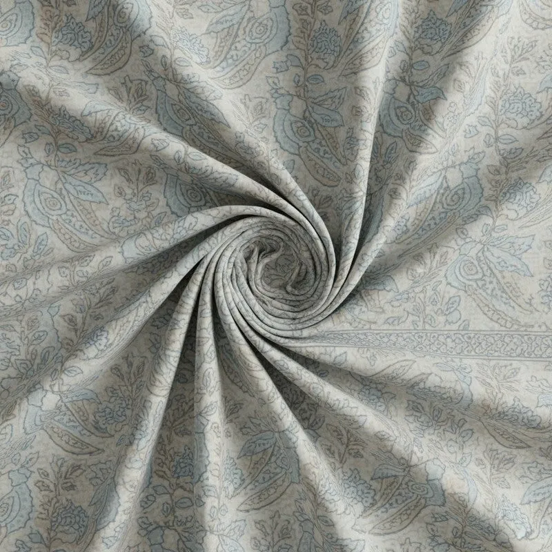Irava Floral Cotton Bedsheet (Blue,Grey) - 144 TC media 5
