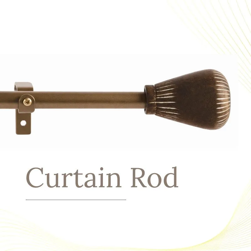Stria Edge Extendable 1" Single Curtain Rods With Oval Finial & Brackets media 3