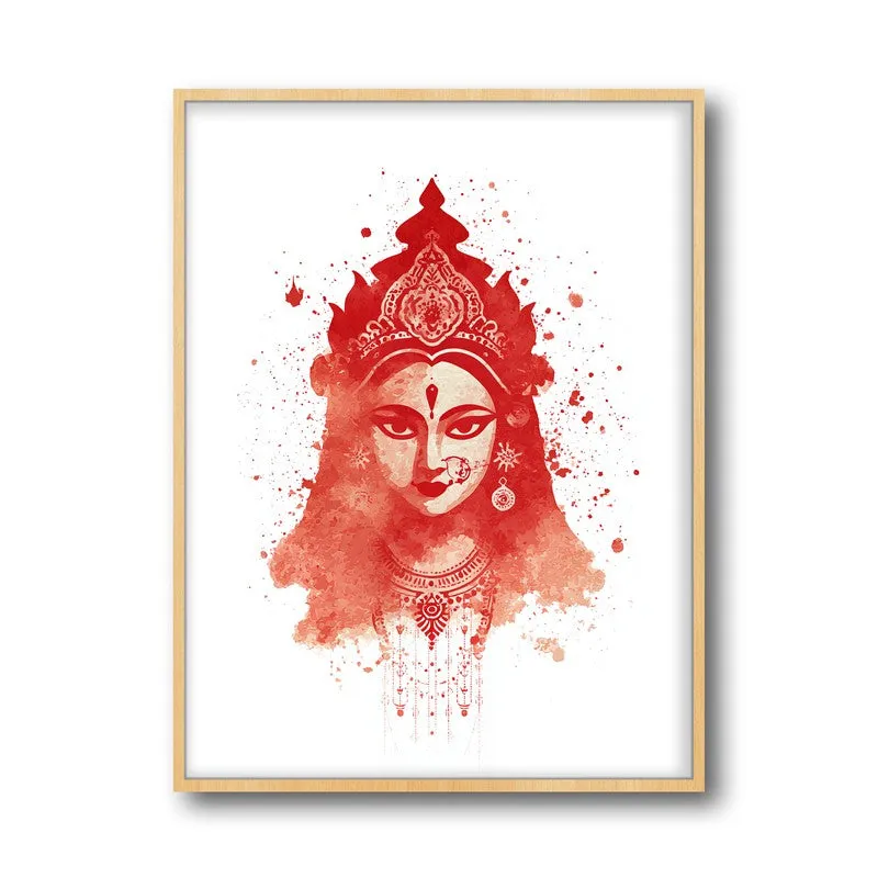 Divine Mother Durga Devi Archival Paper Wall Art - Natural Brown Frame media 5