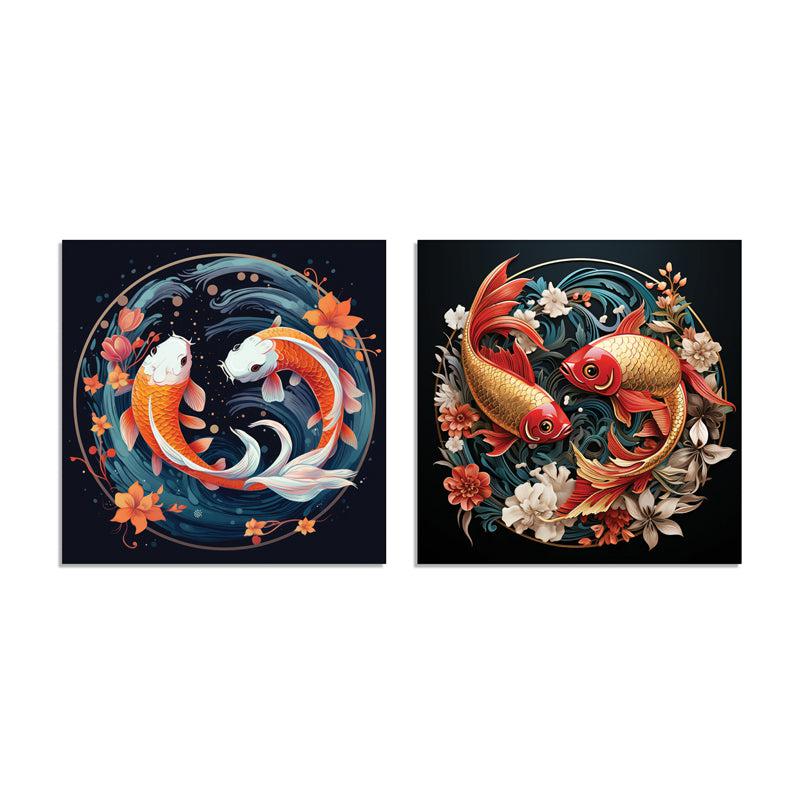 Koi Of Fortune Canvas Wall Painting - Set Of Two media 8
