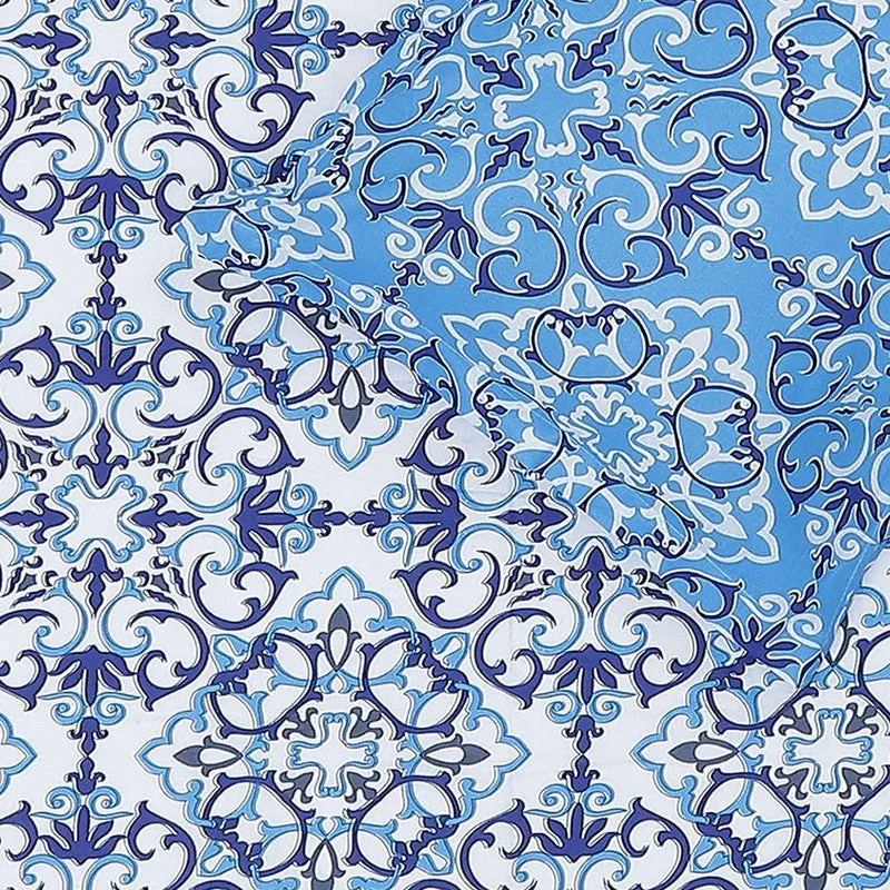 Monte Carlo Petal Aura Cotton Bedsheet (Blue,White) - 104 TC media 6