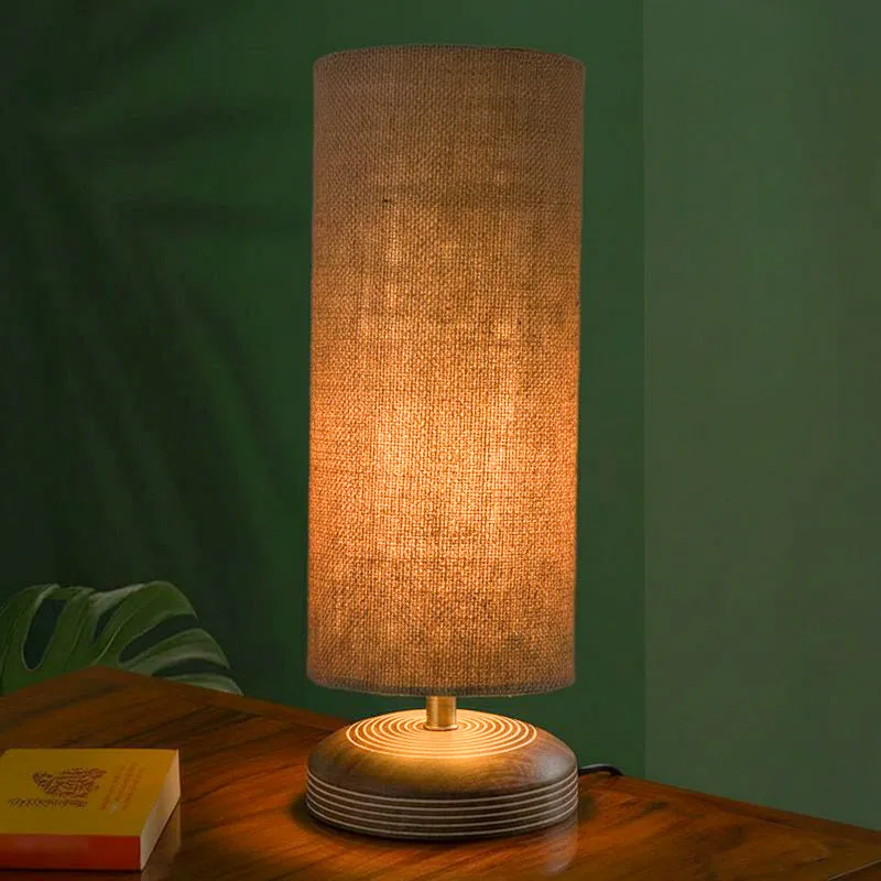 Savera Siera Fabric Table Lamp - Beige,Brown media 1